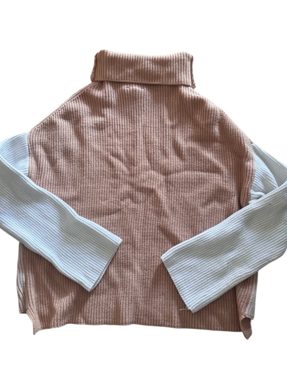 Vici Two-Tone Ribbed Turtleneck Sweater - Brown & Cream, Small/Medium - Picture 4 of 7